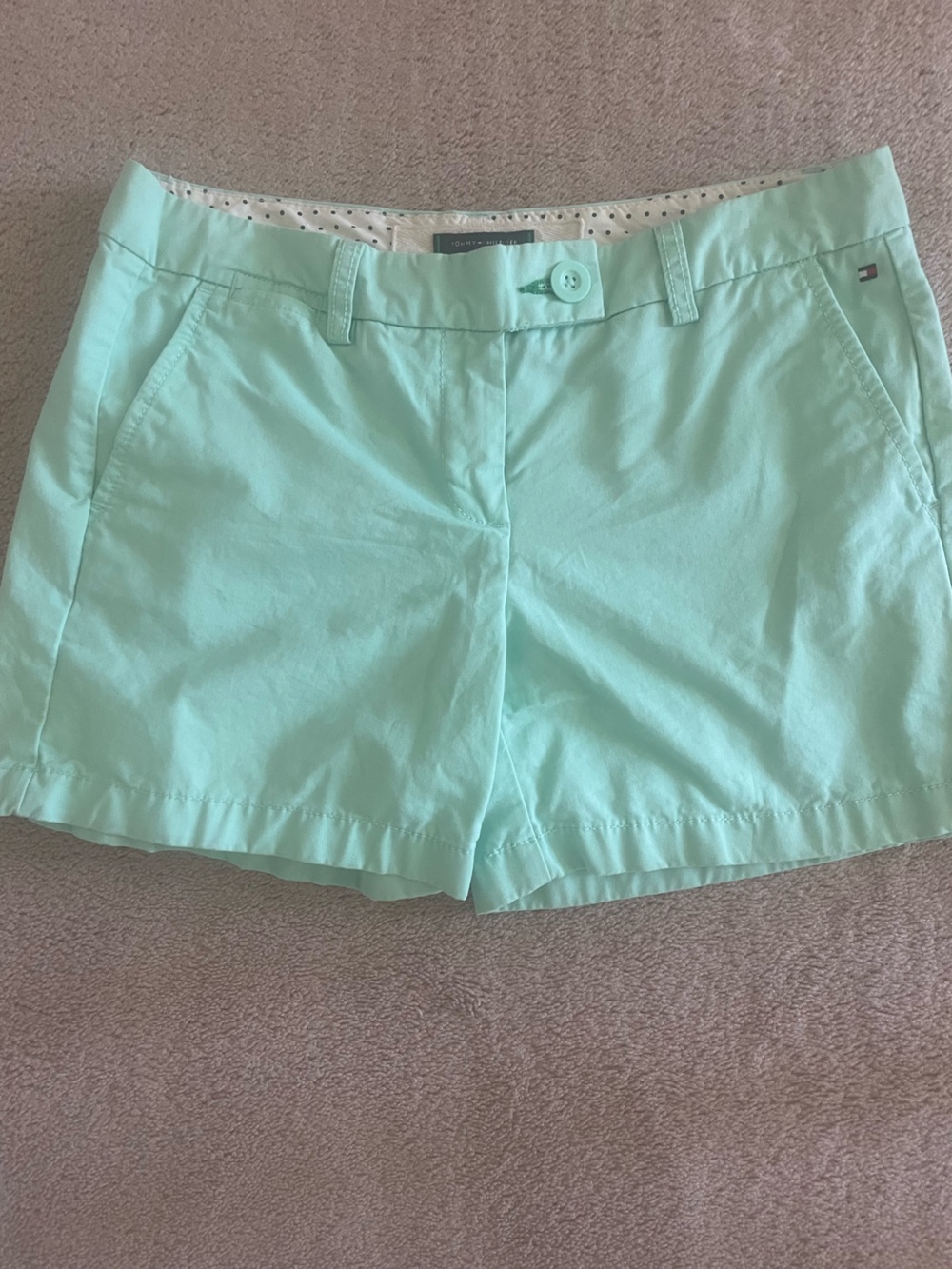Tommy Hilfiger Mint Green Women's Shorts with Polka Dot Lining